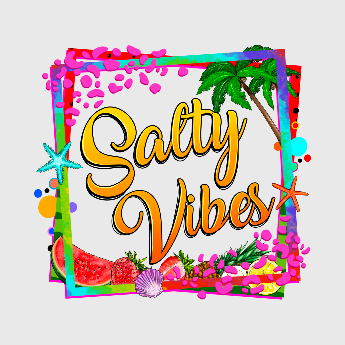 Salty Vibes Fruit and Beach Frame Transfer