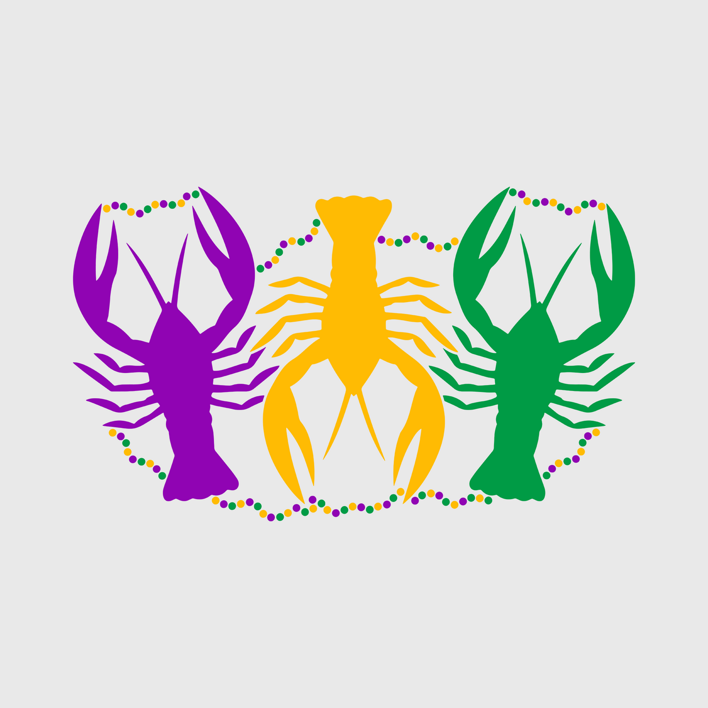 Crawfish Claws Mardi Gras Transfer