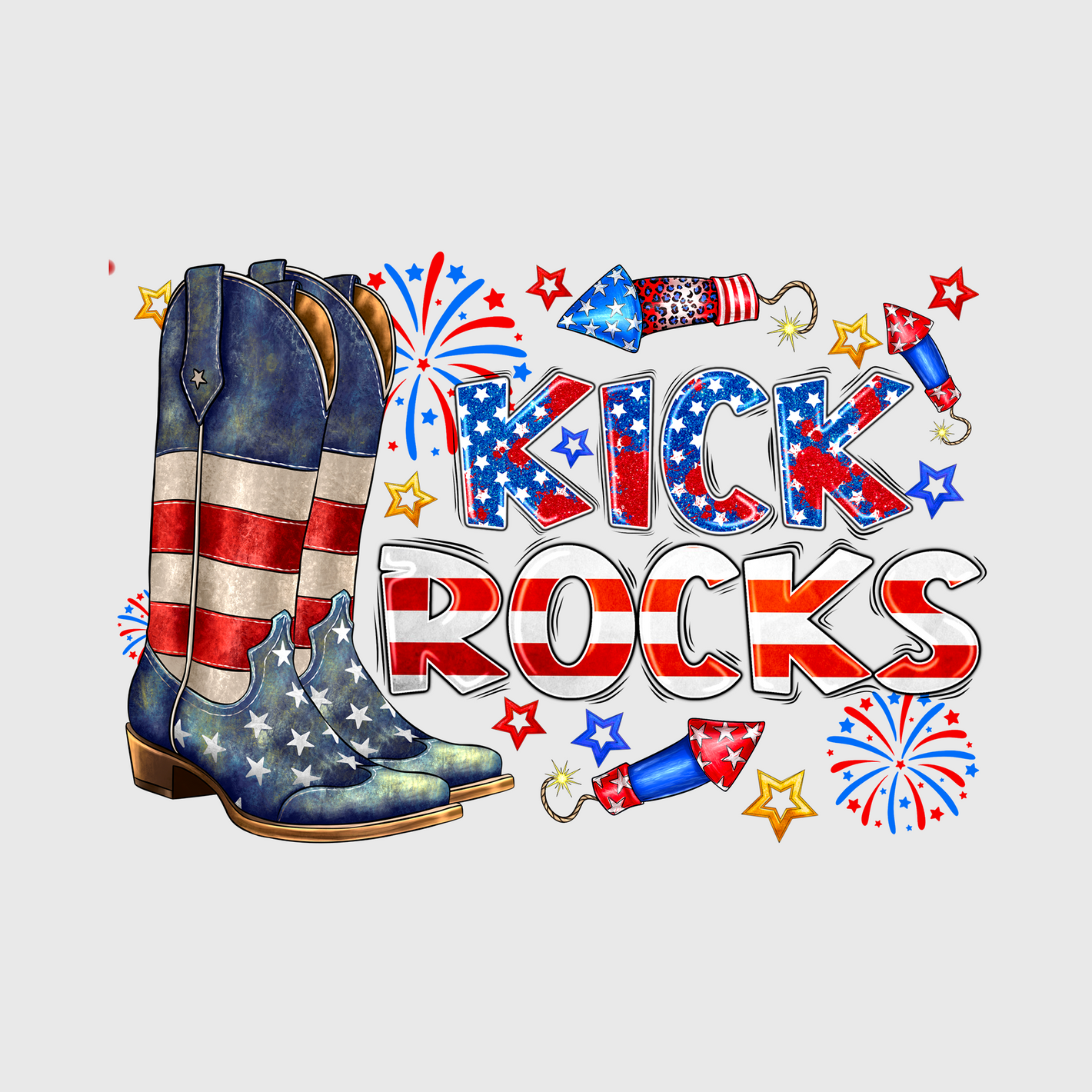 America Boots and Fireworks Transfer