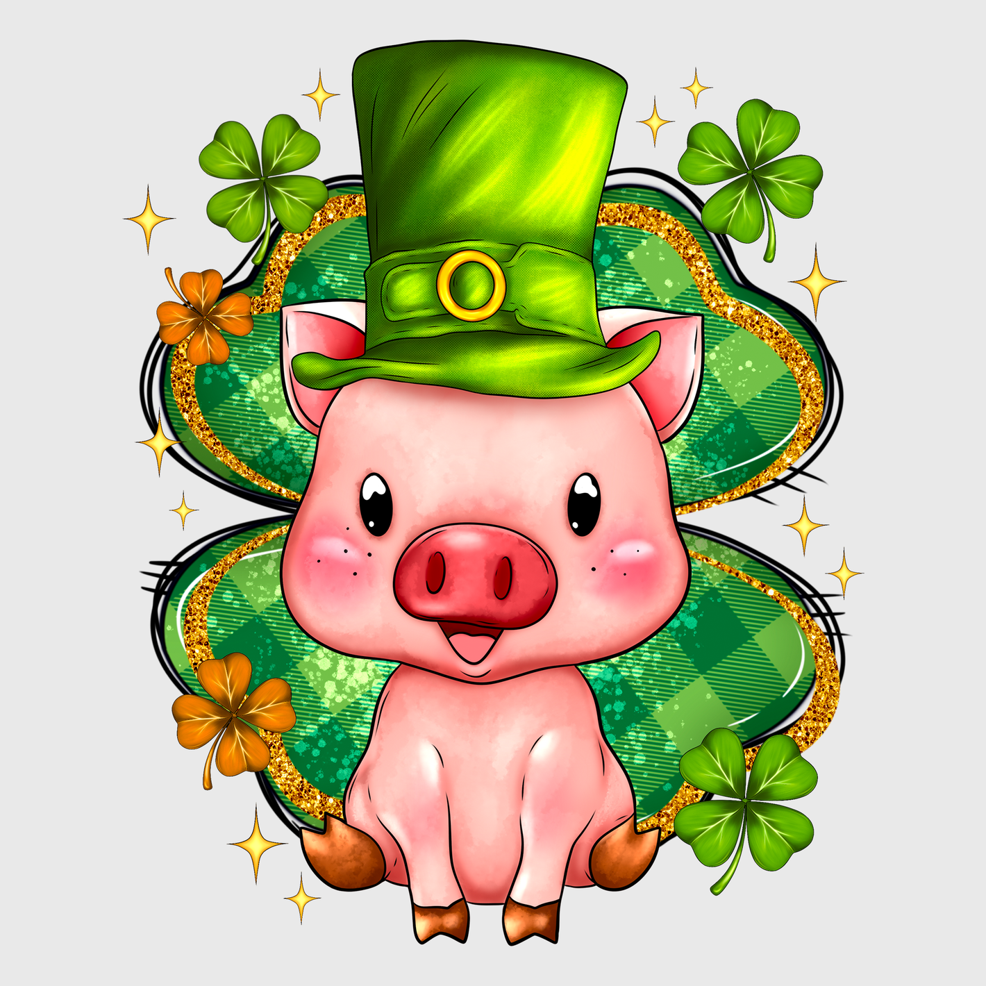 Pig in Leprechaun Hat Transfer