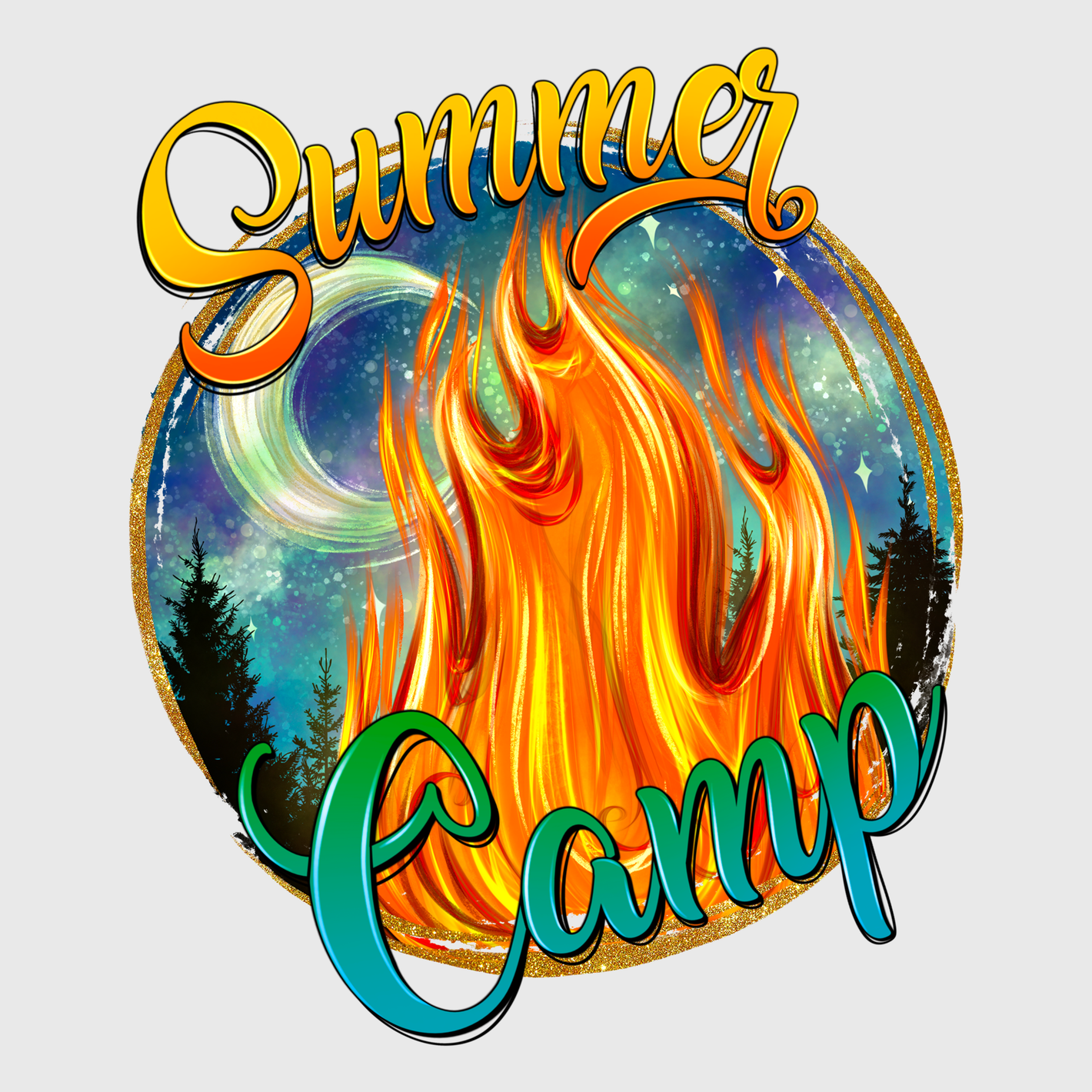 Summer Camp Fire Flame Transfer