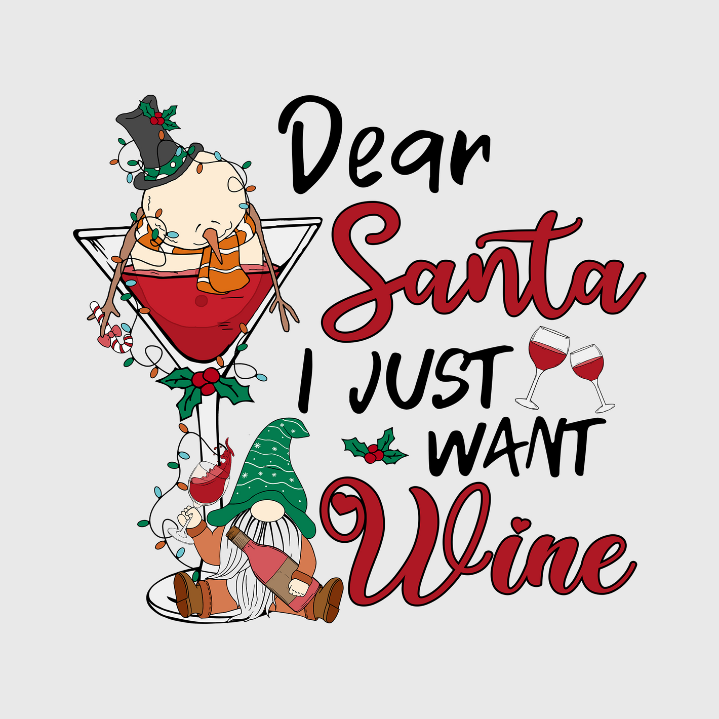 Dear Santa I Just Want Wine Transfer