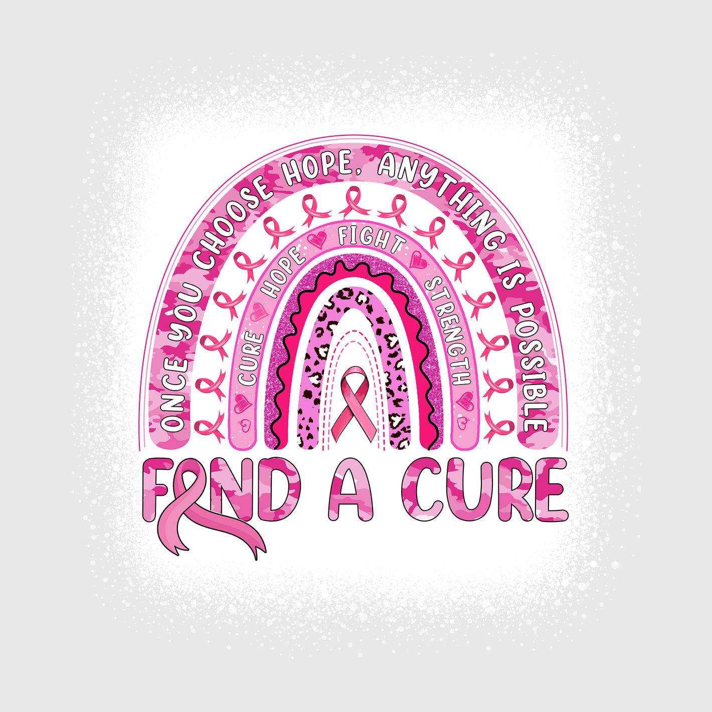 Pink Rainbow Find A Cure Transfer