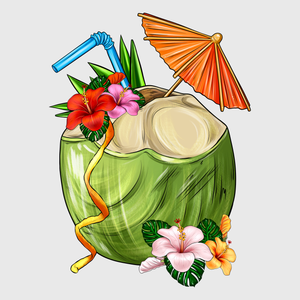 Coconut Drink with Umbrella Transfer