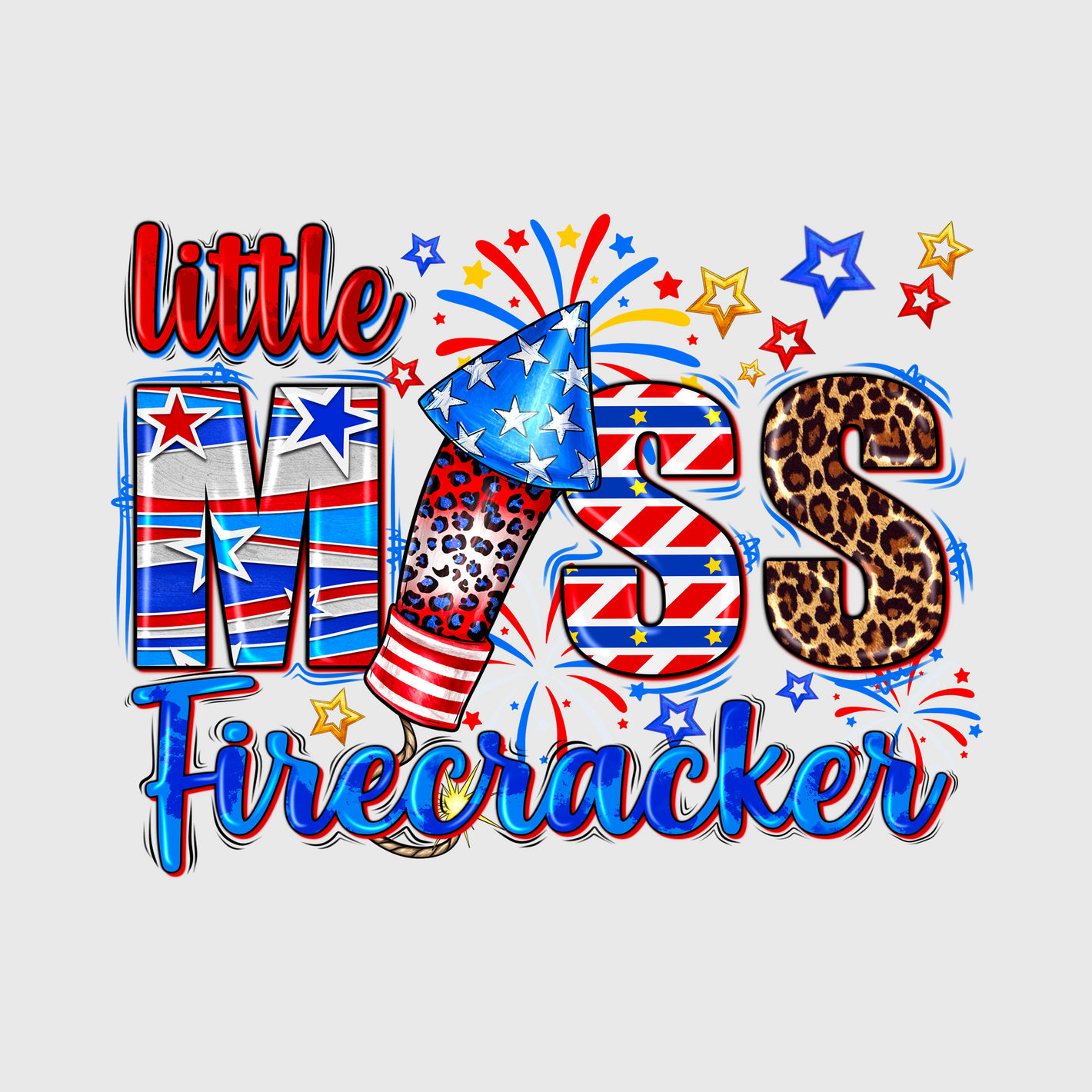 Little Miss Firecracker Patriotic Transfer