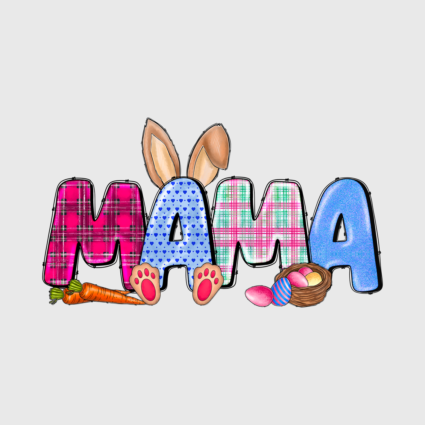 Bunny Ears Mama Easter Transfer