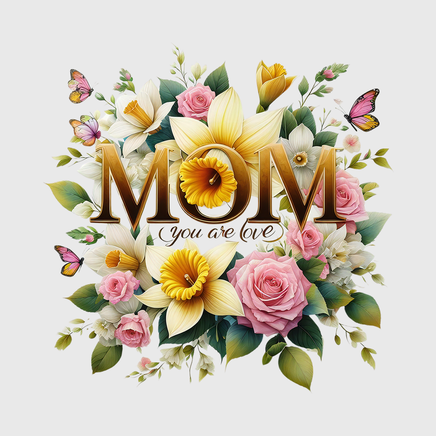 Mom with Colorful Florals Transfer