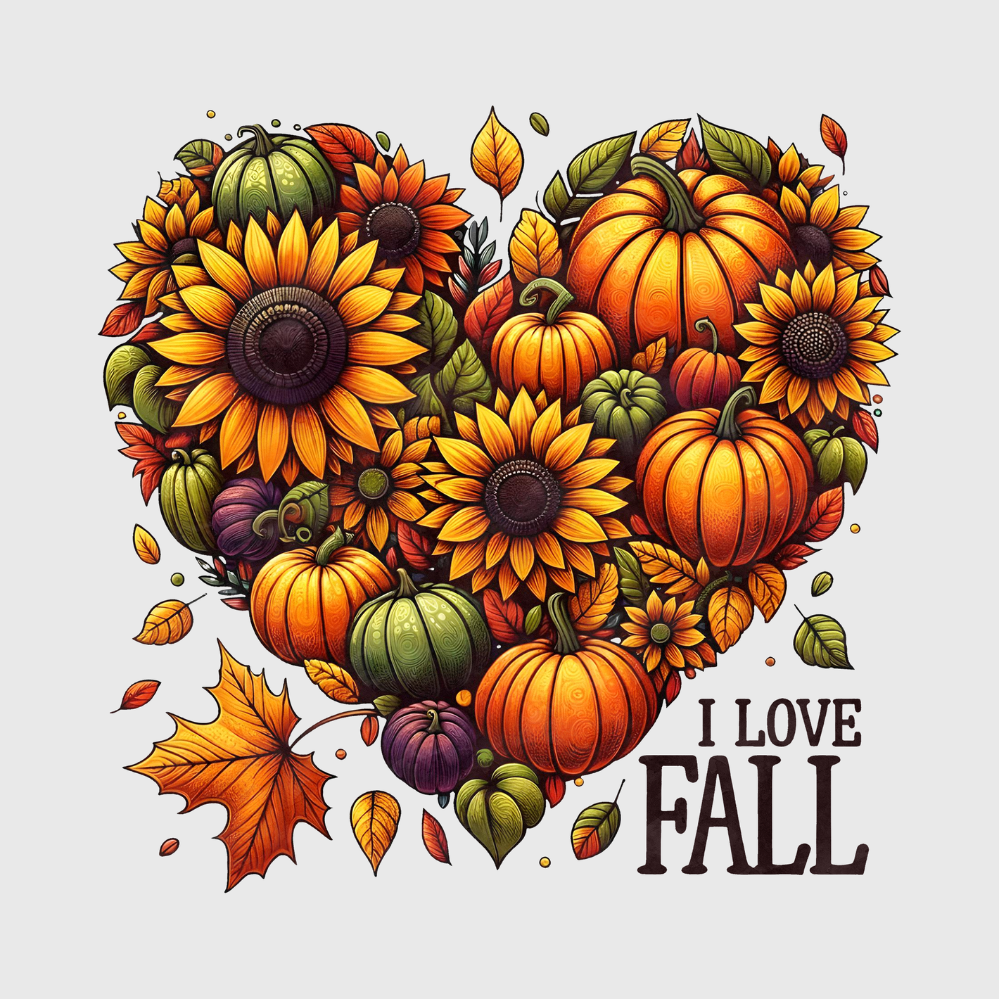 I Love Fall Heart Transfer