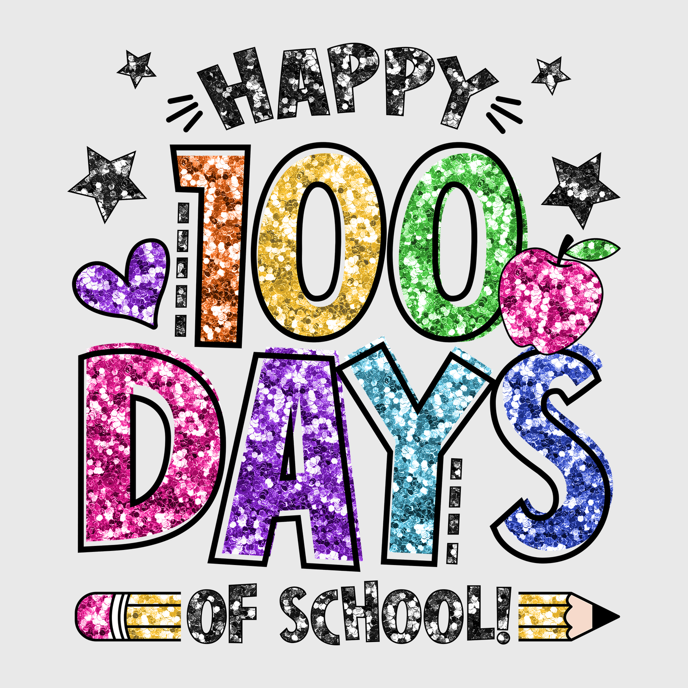 Happy 100 Days Of School Stars Transfer