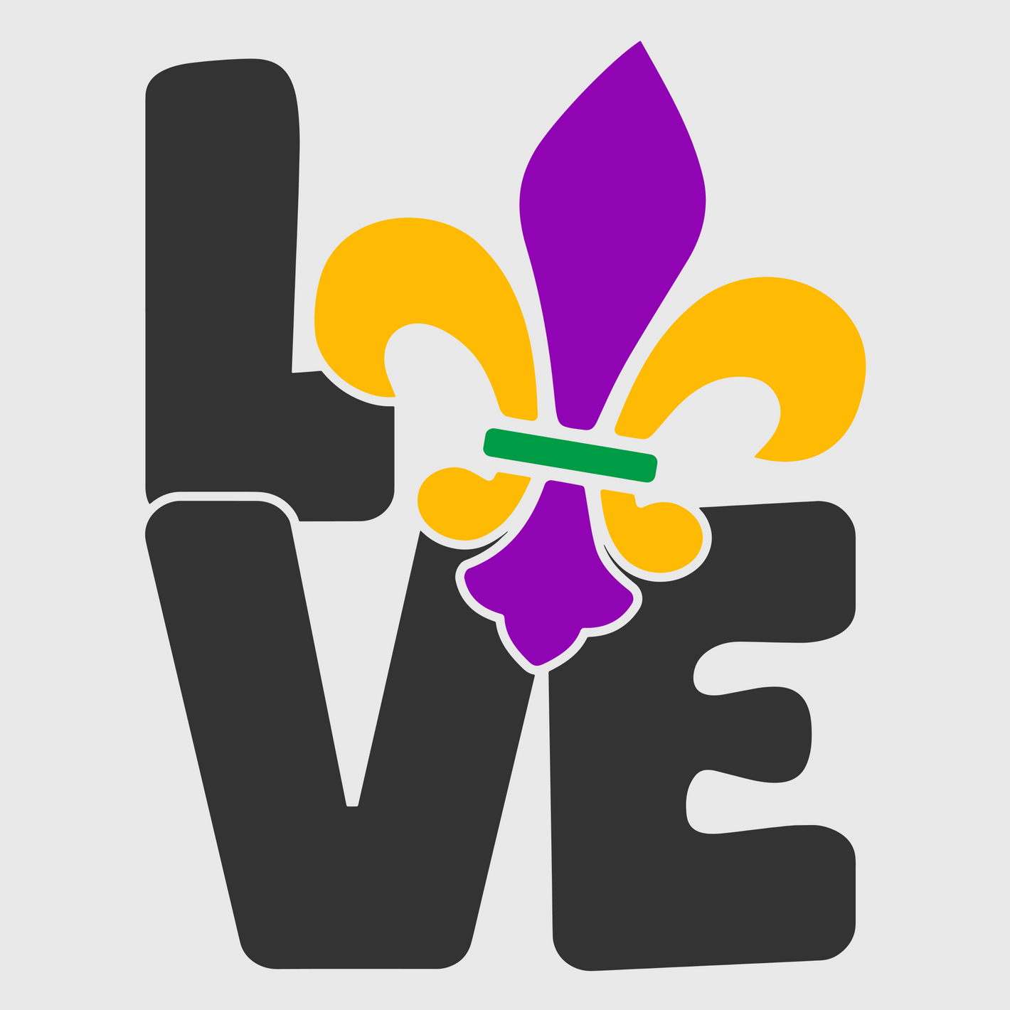 Love Mardi Gras Fleur-De-Lis Transfer