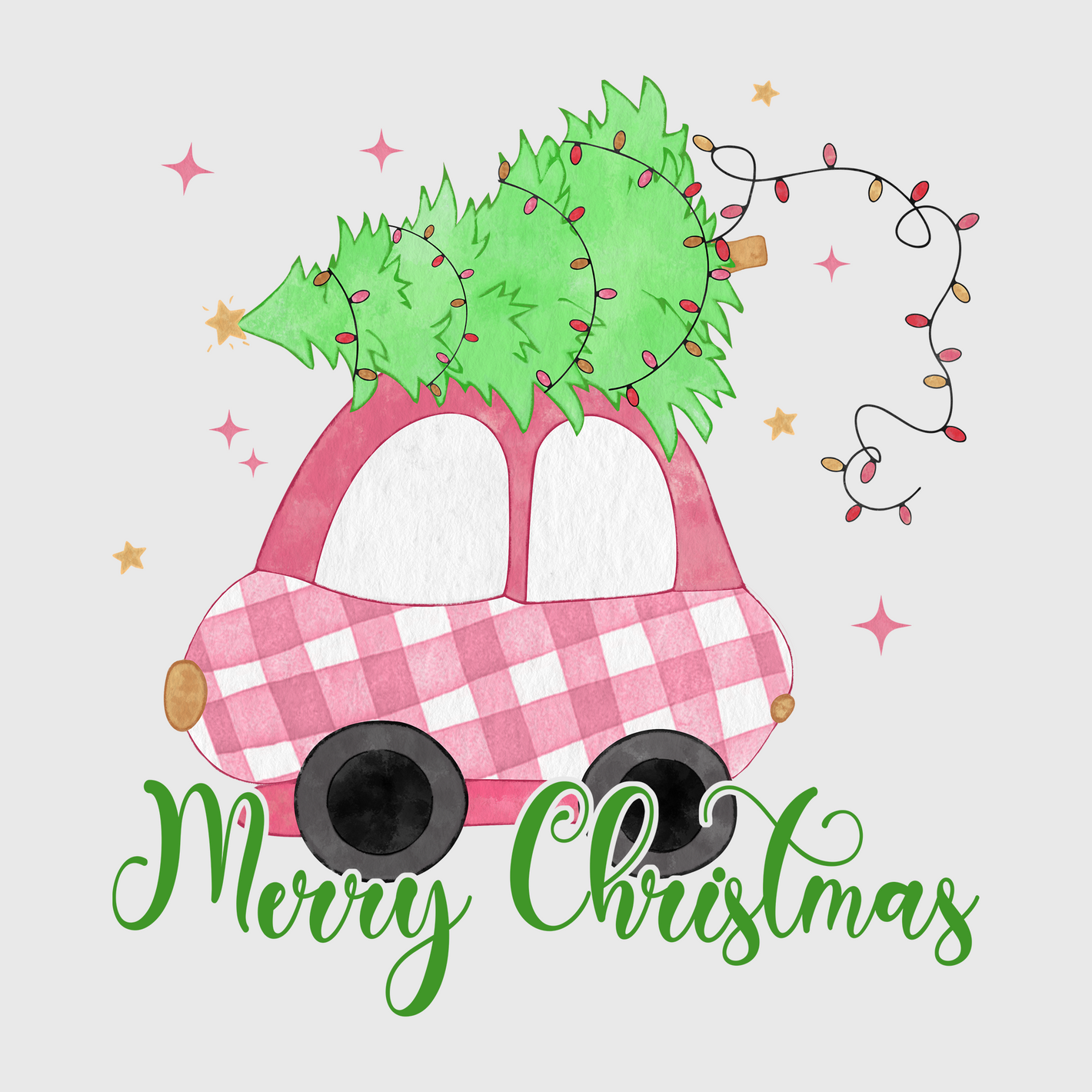 Pink Car Christmas Transfer