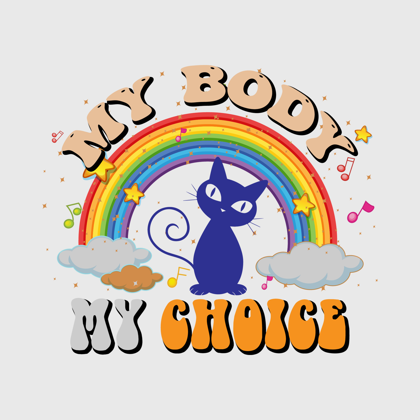 My Body My Choice Retro Rainbow Transfer