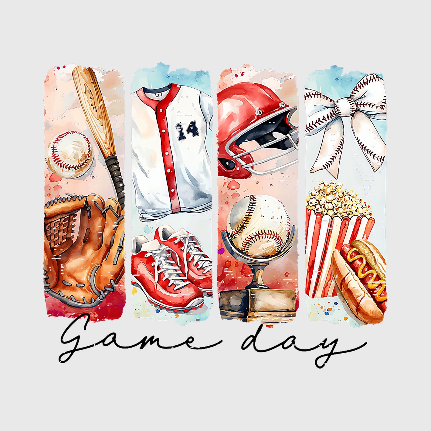 Watercolor Game Day Panels Transfer