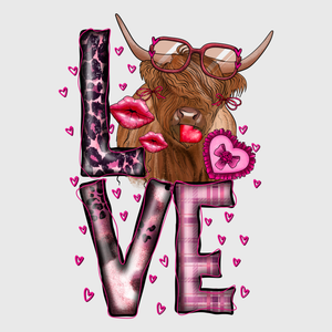 Highland Cow Love Valentine Transfer