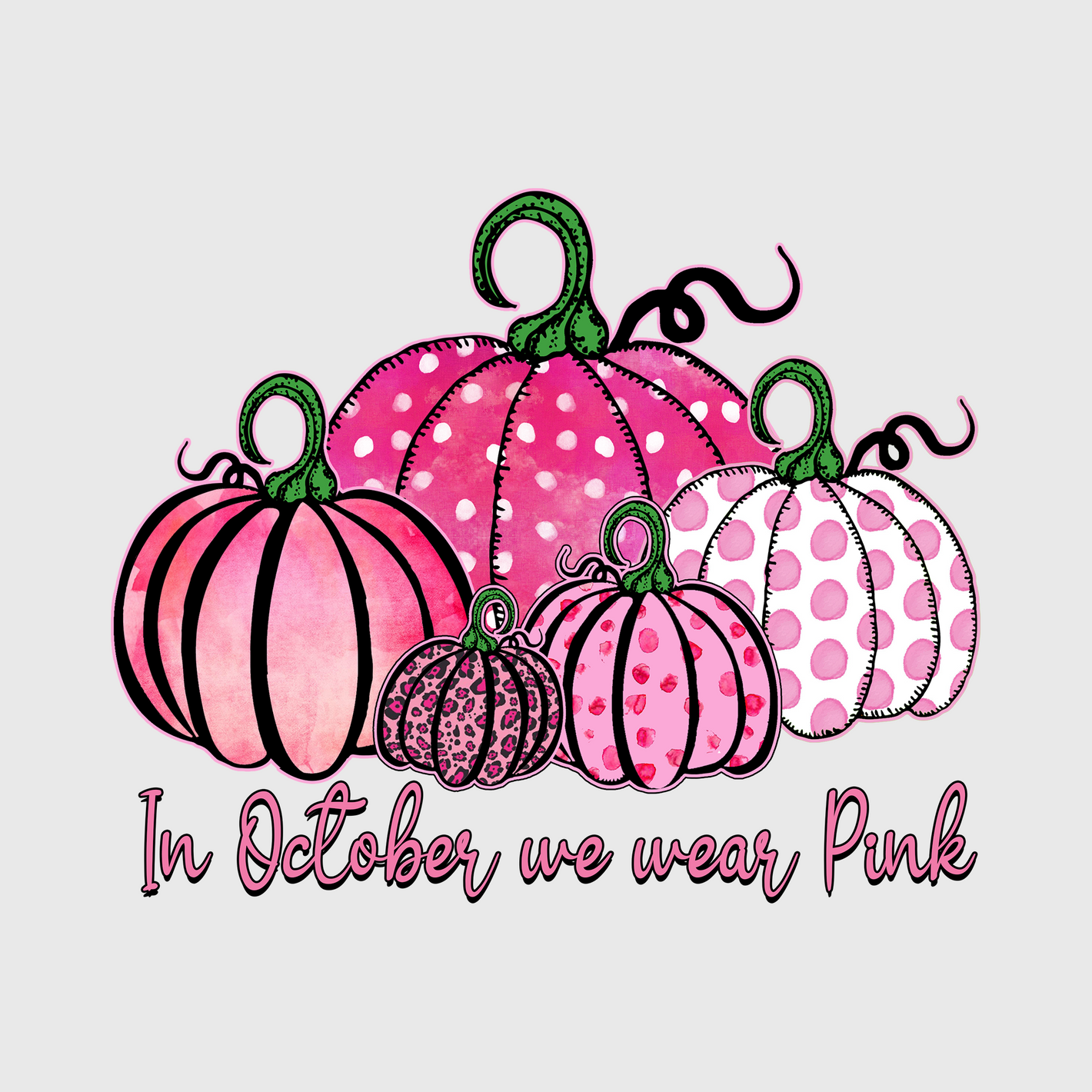 In October We Wear Polka Pumpkin Transfer