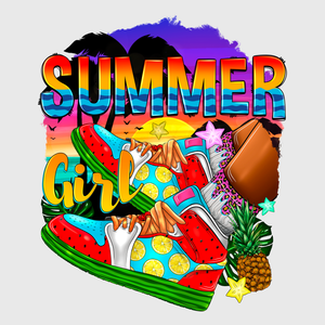 Summer Girl Retro Collage Transfer
