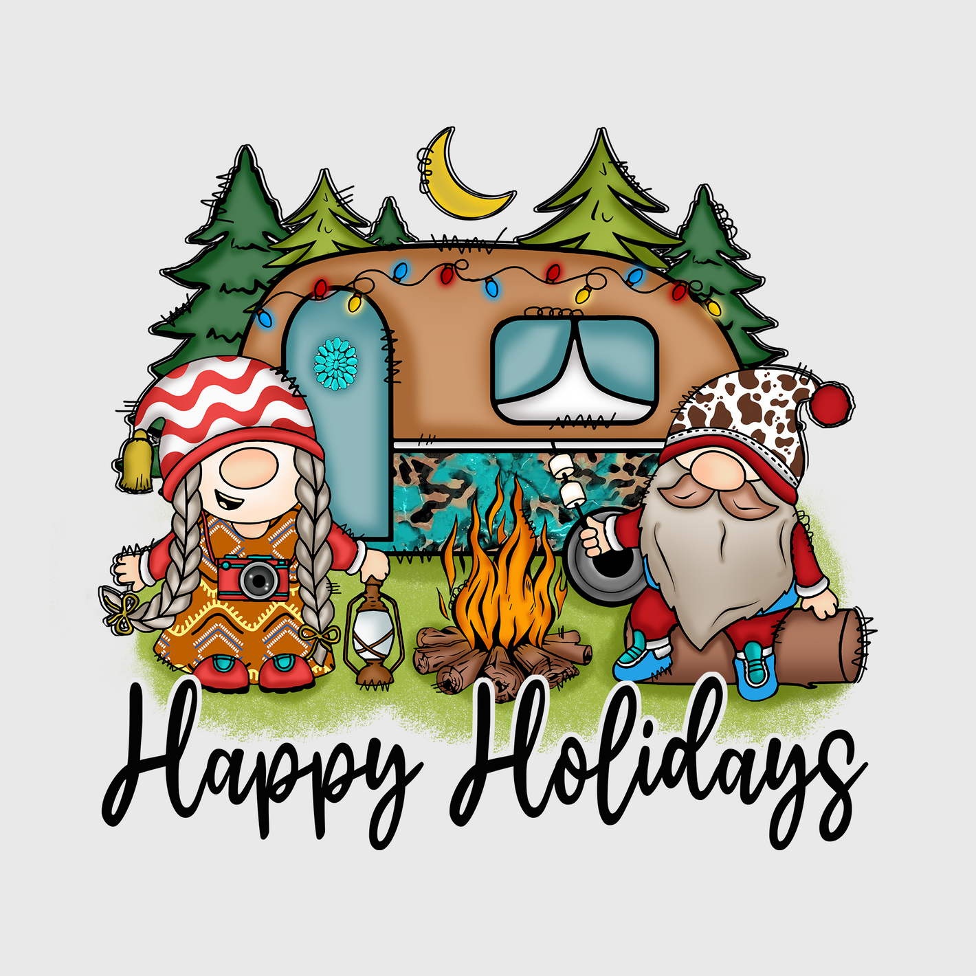 Gnomes Camping Christmas Transfer