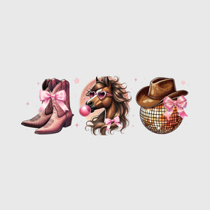 Pink Disco Cowgirl Icons Transfer