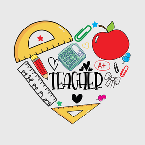 Heart Shaped Teacher Essentials Transfer