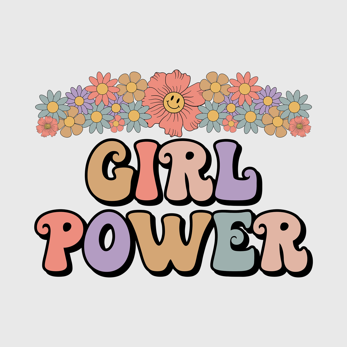 Girl Power Floral Transfer