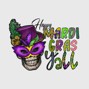 Happy Mardi Gras Y’all Skull Transfer