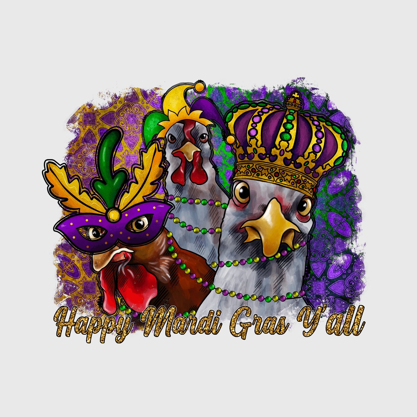 Mardi Gras Chicken Parade Transfer