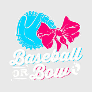 Teal Pink Baseball Bow Transfer