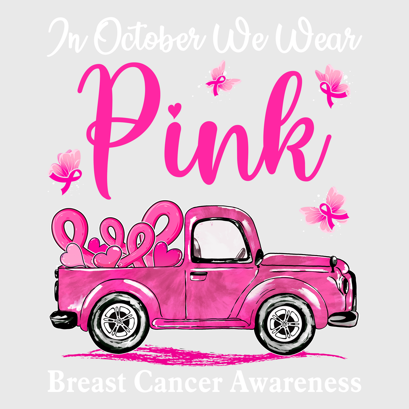 Pink Truck Pumpkins Transfer