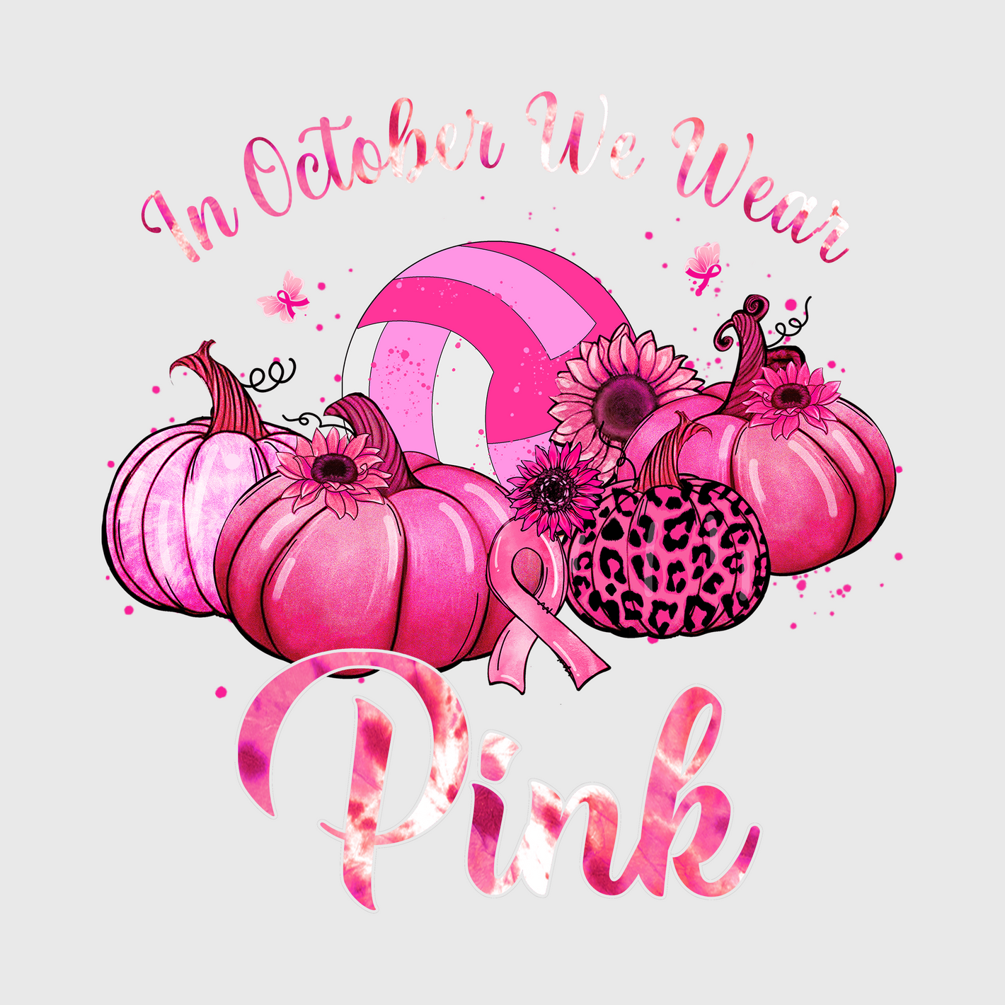 Pink Fall Pumpkins Transfer