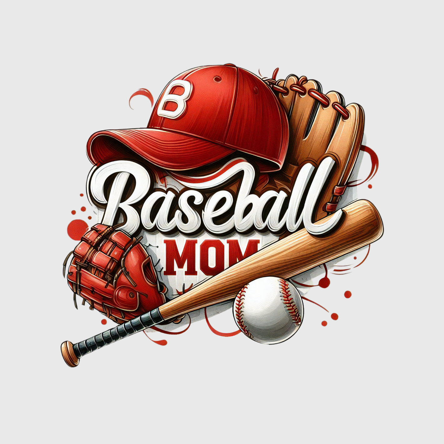 Baseball Mom Red Cap Transfer