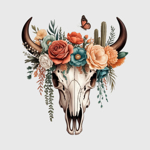 Floral Longhorn Bloom Transfer