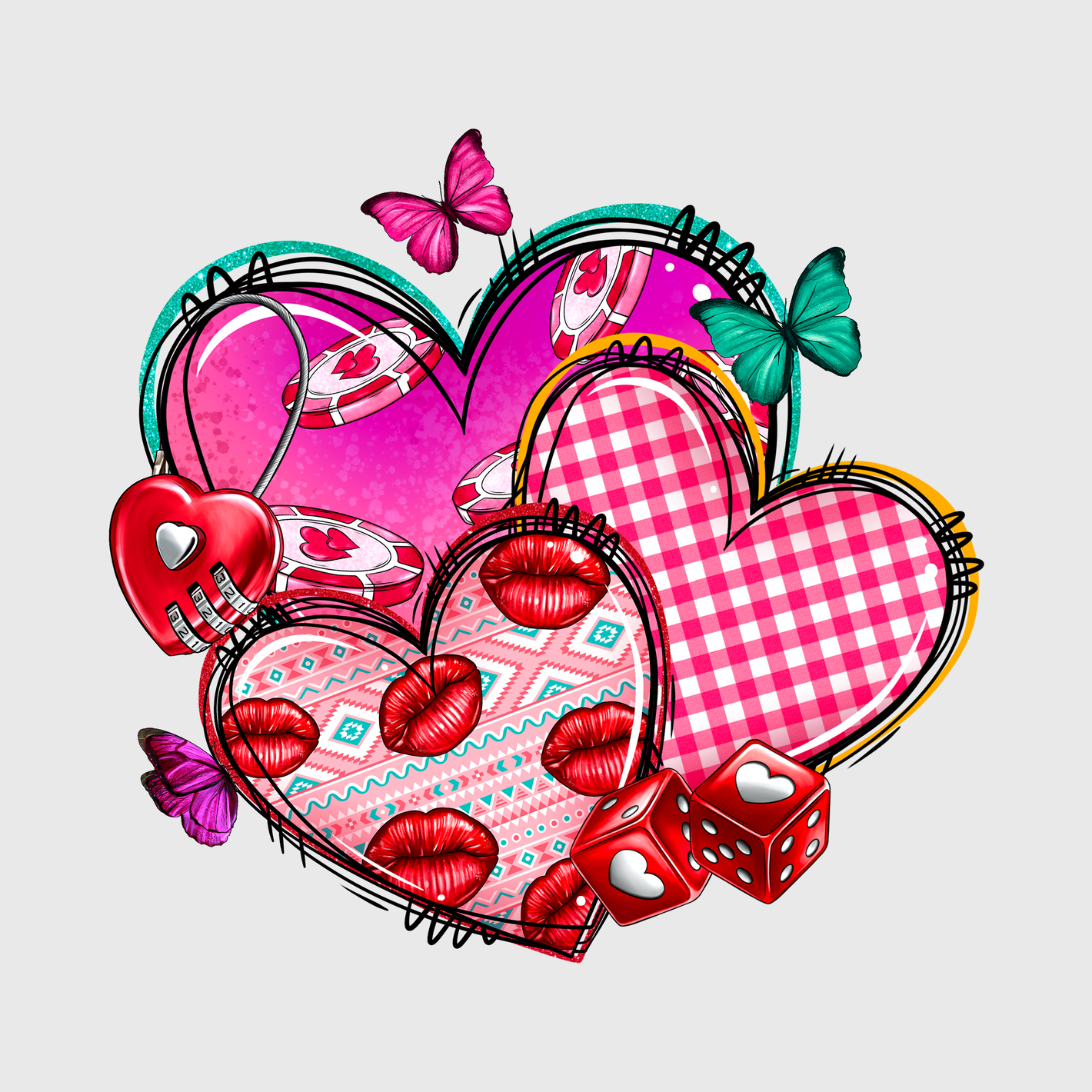 Heart Patchwork Valentine Transfer