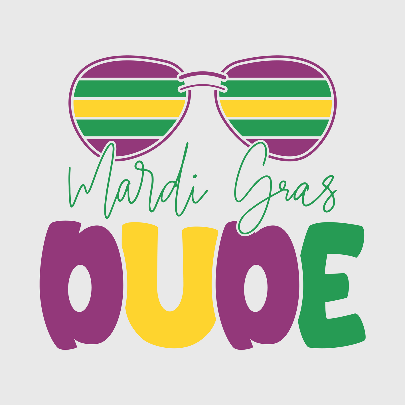 Mardi Gras Dude Sunglasses Transfer