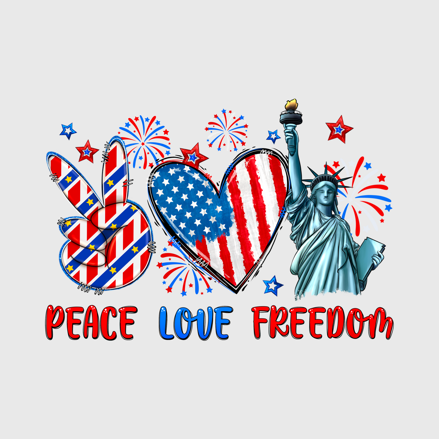 Peace Love Freedom Patriotic Transfer