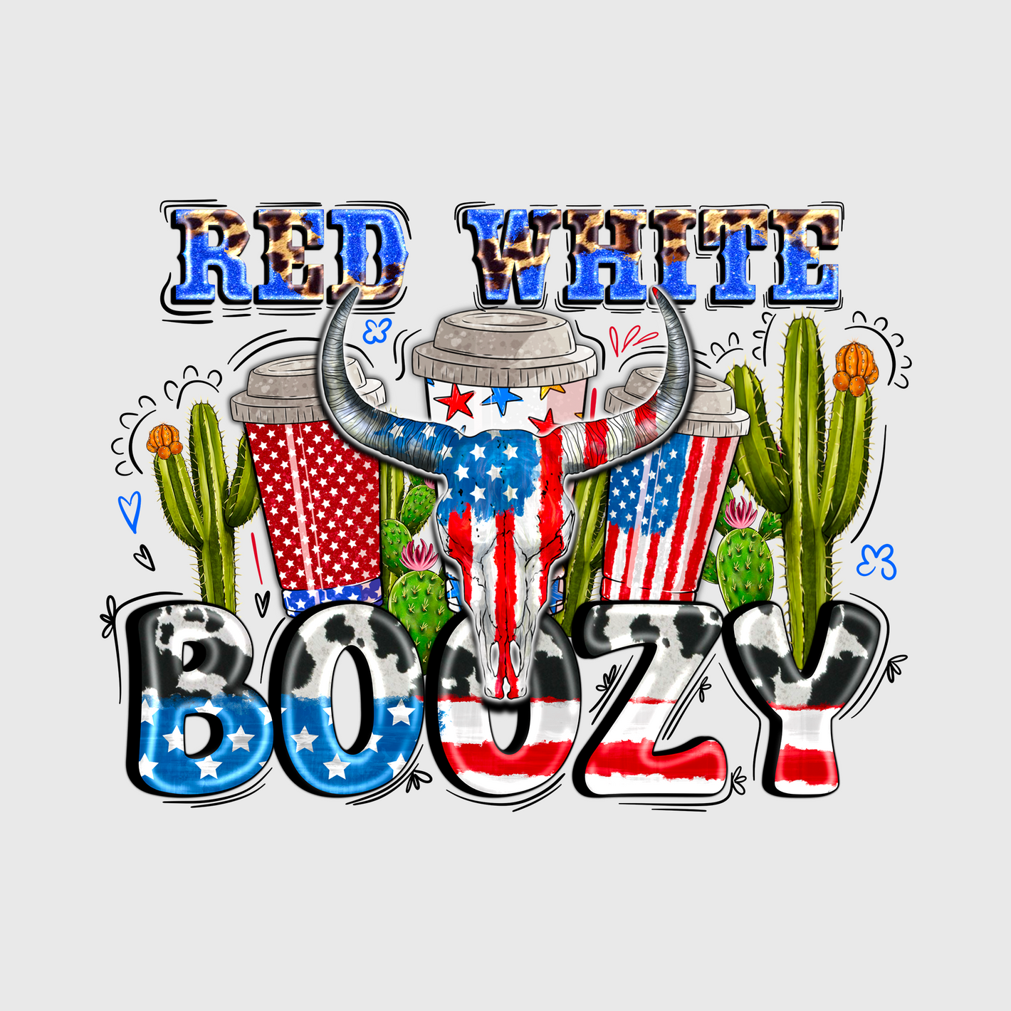 Red White and Boozy with Cactus Transfer