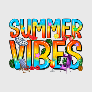 Summer Vibes Sunset Lettering Transfer