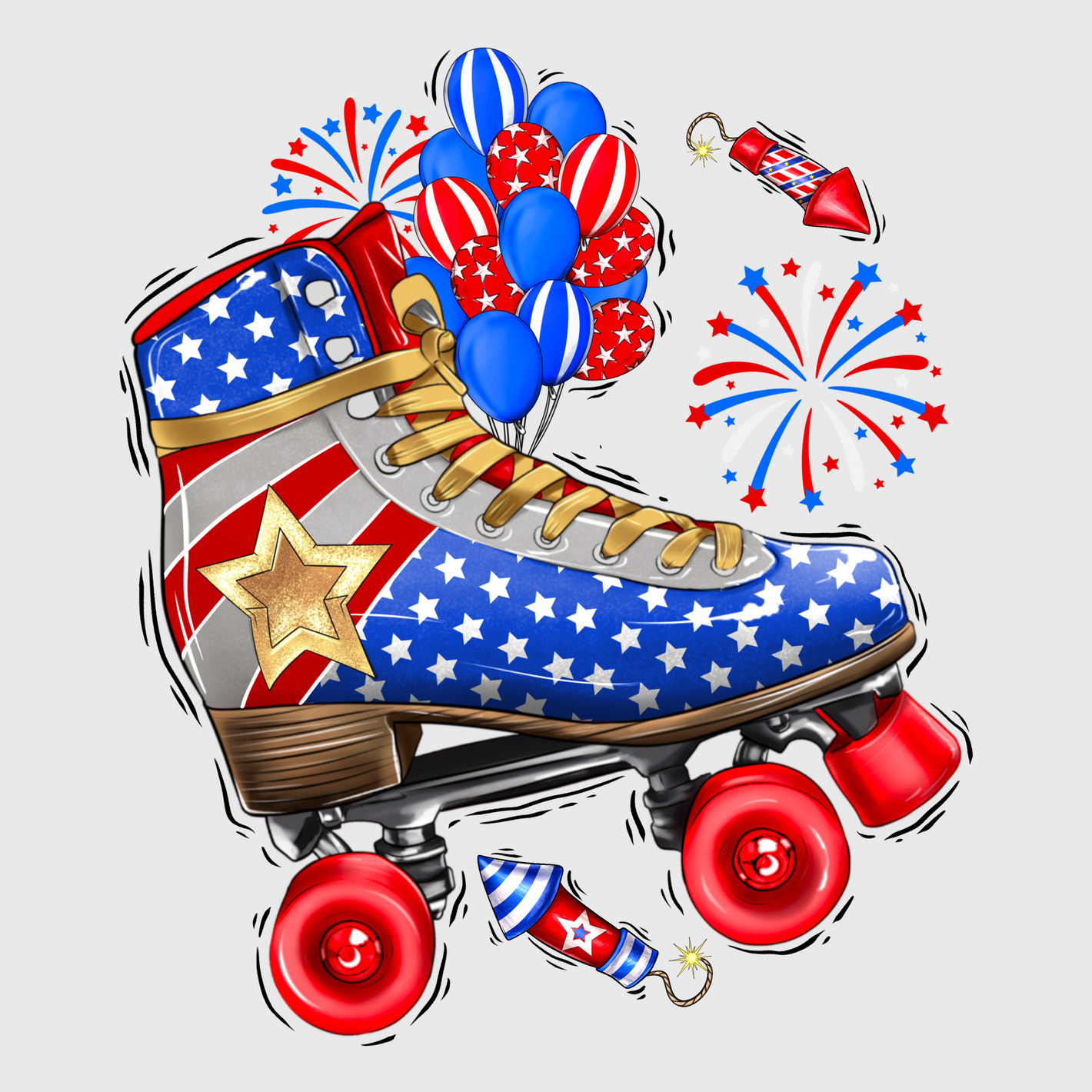 Roller Coaster Boots Patriotic Transfer