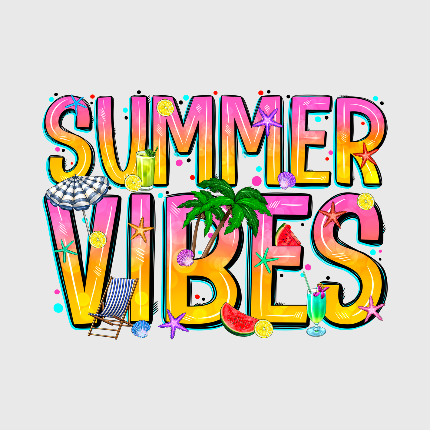 Summer Vibes Distressed Retro Transfer