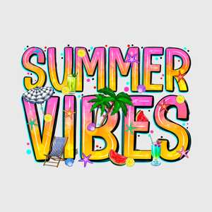 Summer Vibes Distressed Retro Transfer