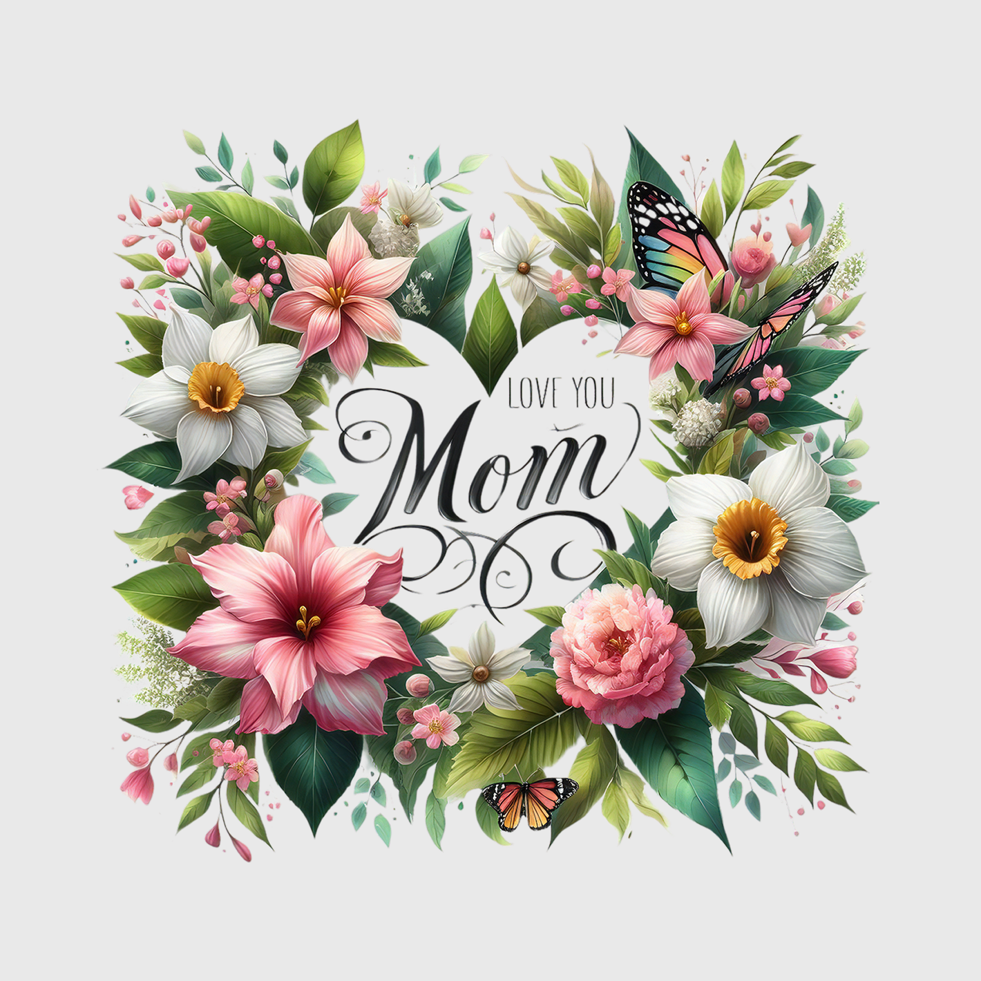 Mom Floral Circle Transfer