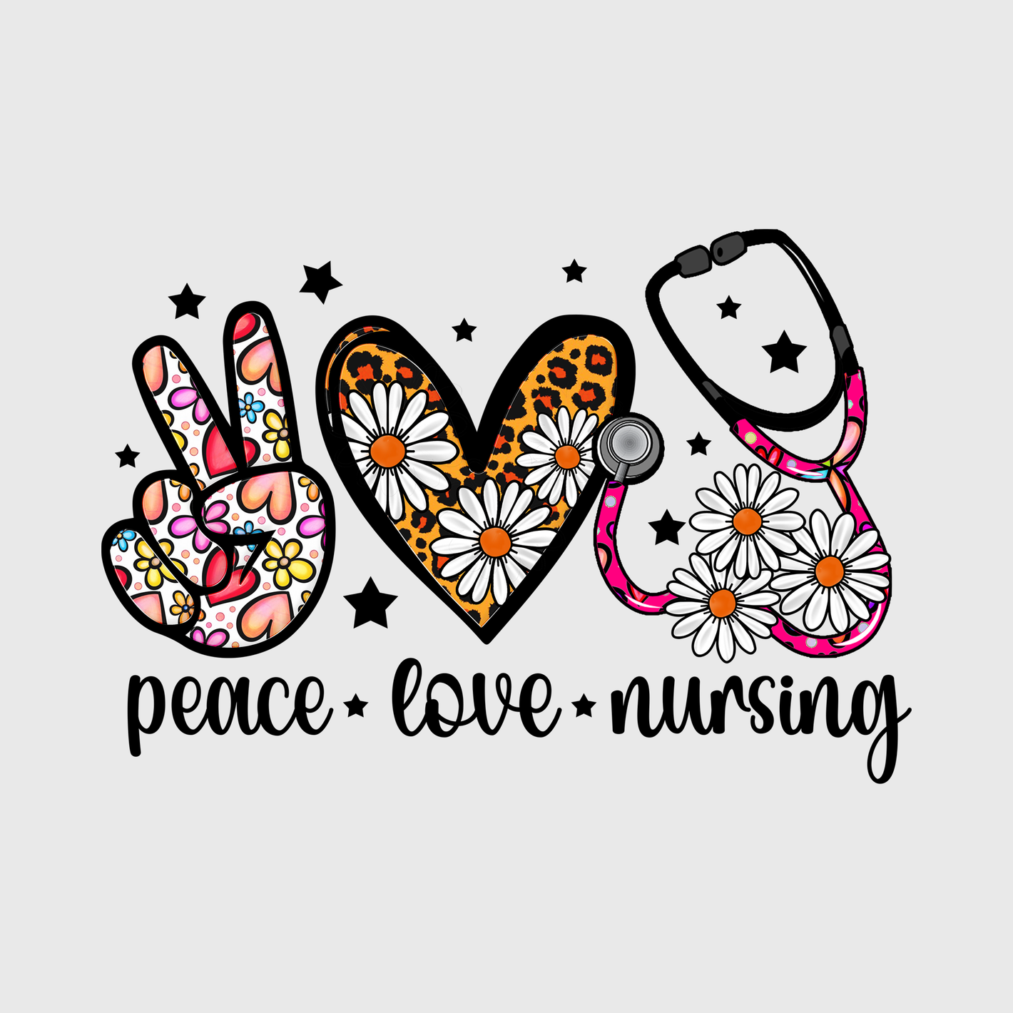 Peace Love Nursing Leopard Print Transfer