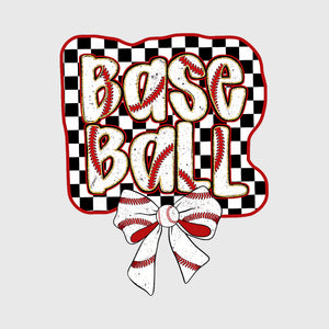 Checkered Base Ball Bow Transfer