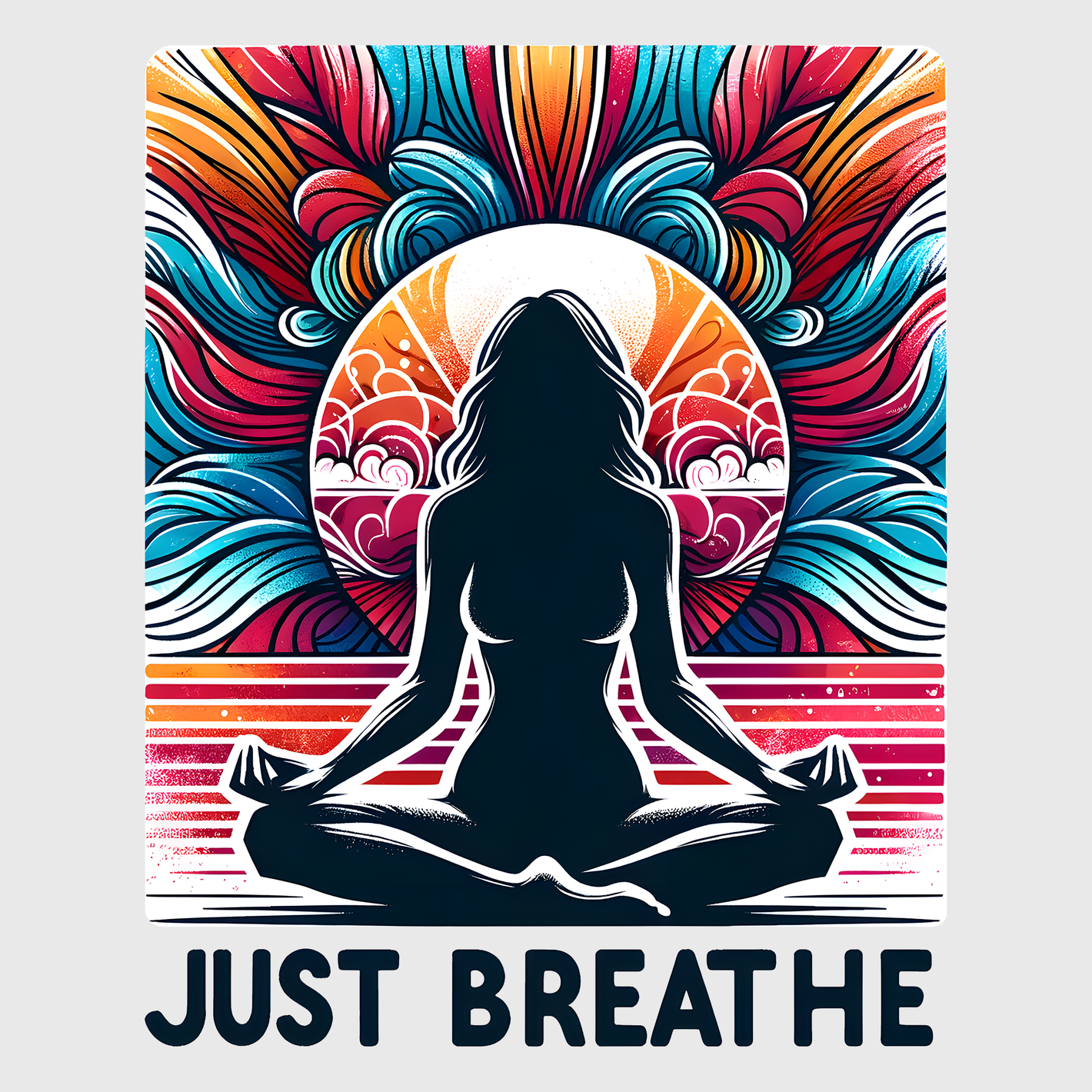 Just Breathe Yoga Silhouette Transfer