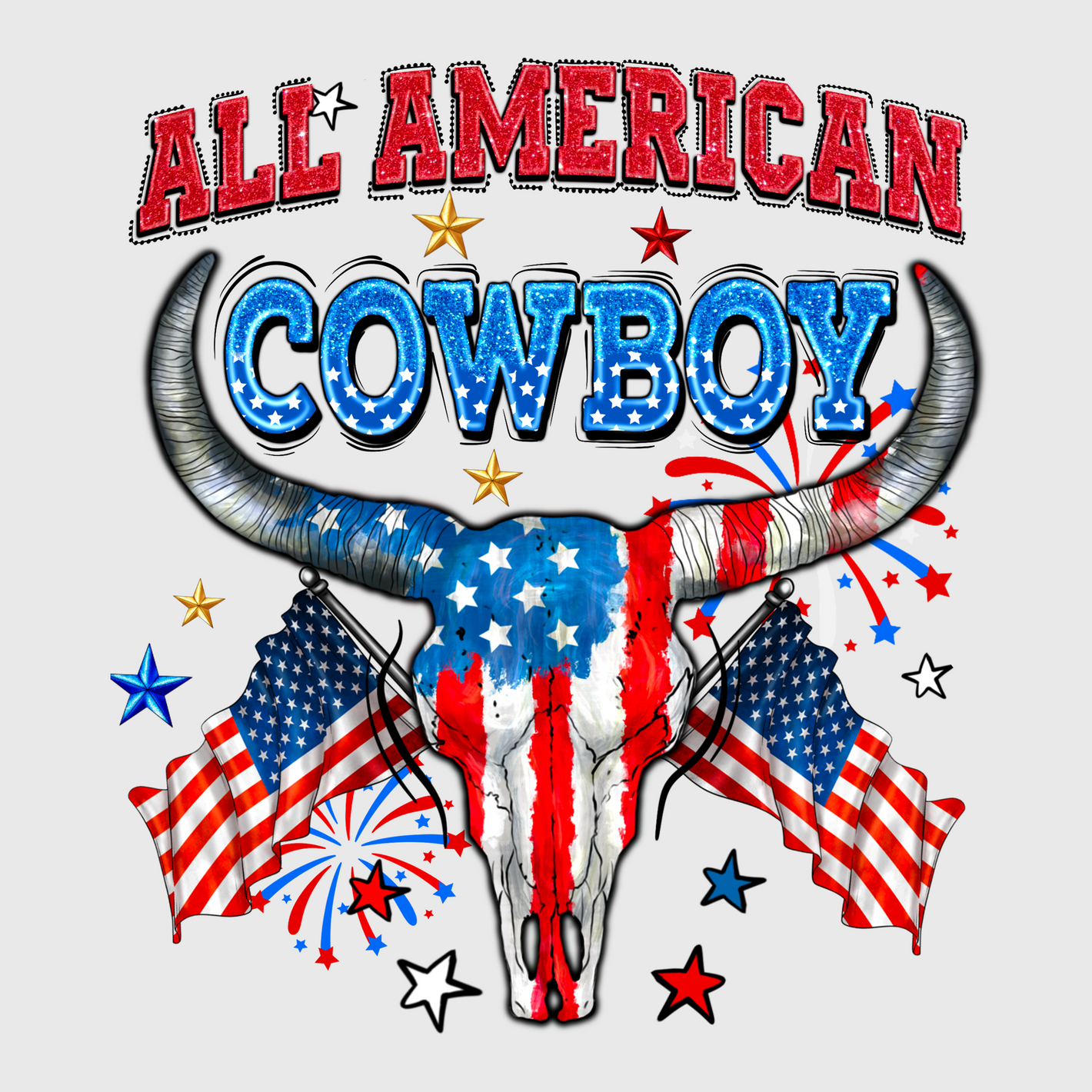 All-American Cowboy Patriotic Transfer