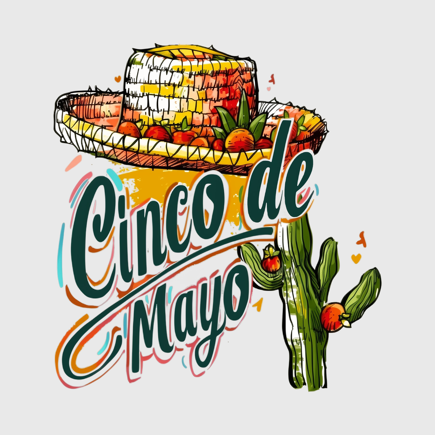 Cinco de Mayo Cactus Hat Transfer