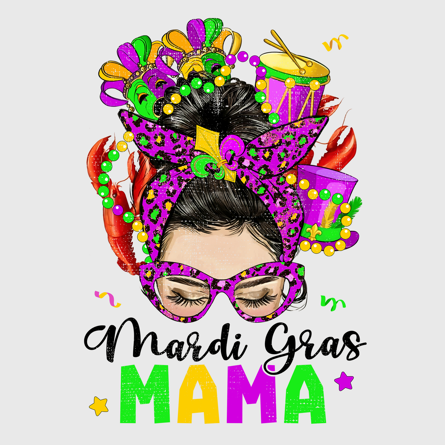 Mardi Gras MAMA Bandana Transfer