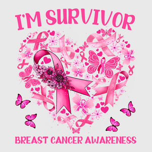 I'm A Survivor Heart Pink Ribbon Transfer