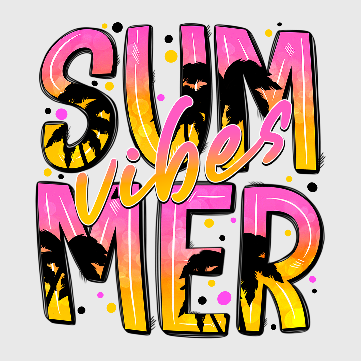 Summer Mixed Letter Palms Transfer