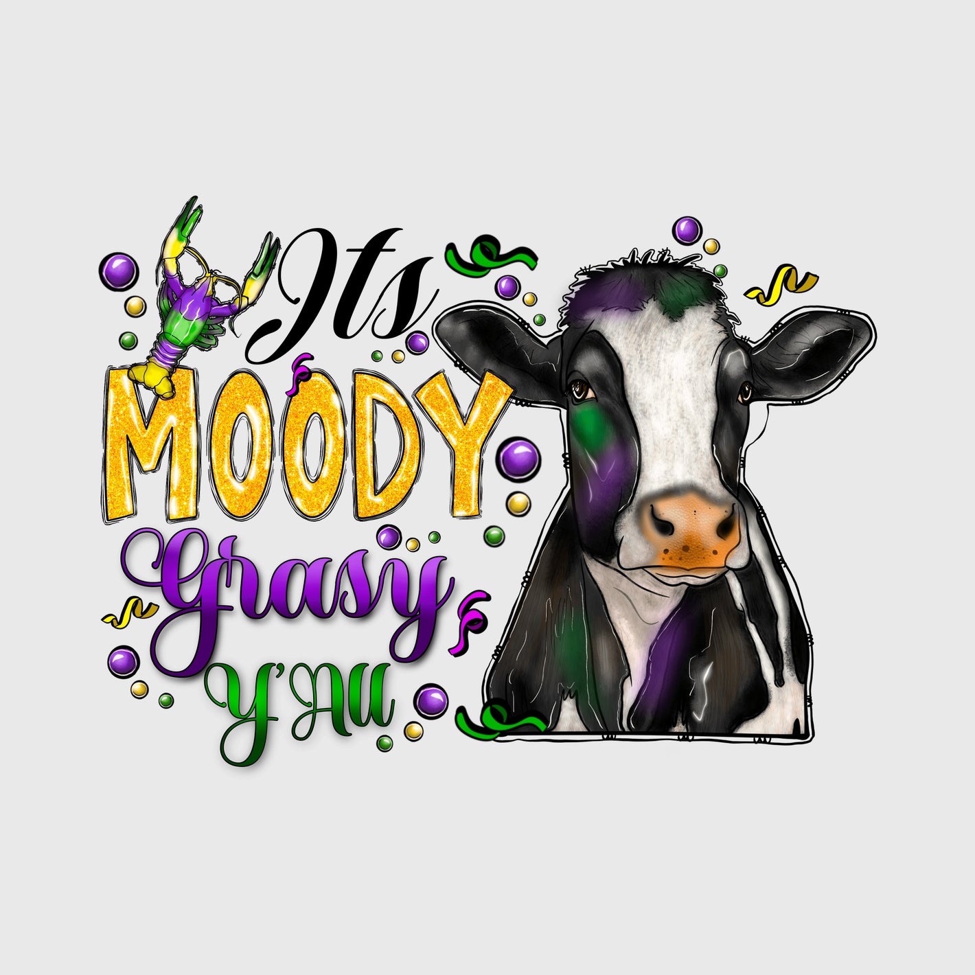 Moody Gras Cow Transfer
