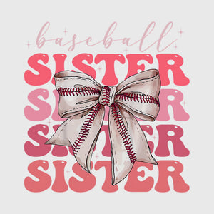 Retro Baseball Sister Bow Transfer